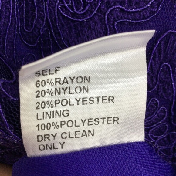 Tadashi Shoji Corded Lace Embroidery Tulle Cap Sleeve V-Back Dress Purple 6 - Picture 9 of 10